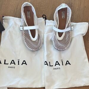 Alaïa White Mesh Mary Jane Flats